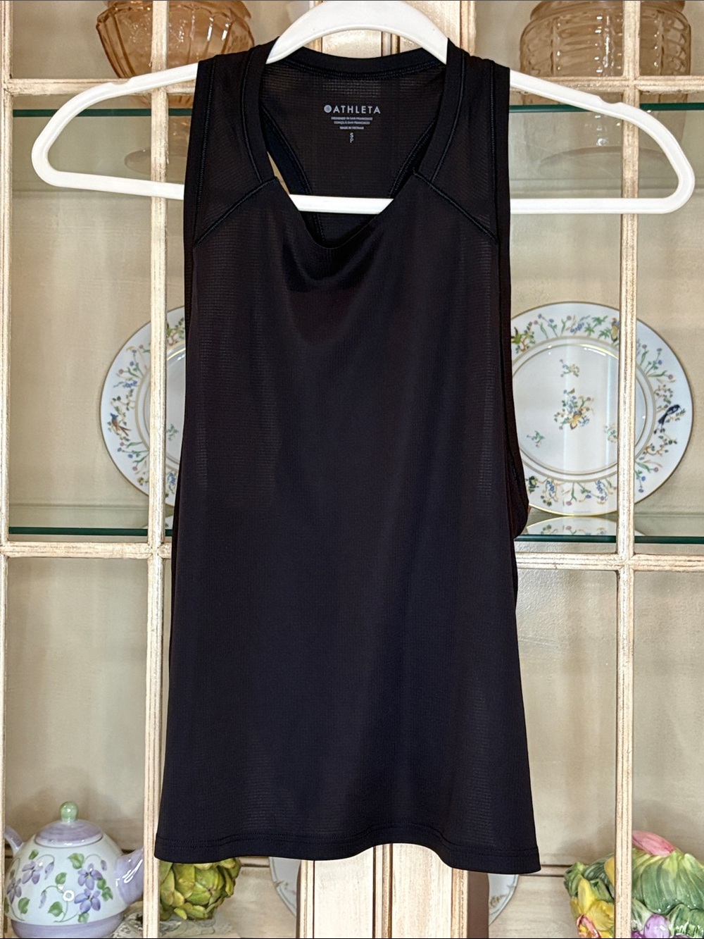 EUC Athleta Black Mesh Racerback Tank Top with Side Slits